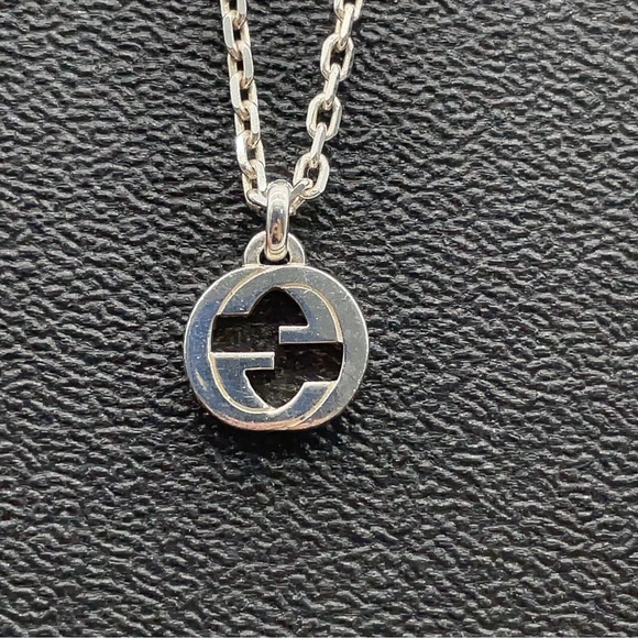 Auth Gucci Interlocking Double G Silver Ag925 Necklace W/Box full inclusion - Picture 5 of 10